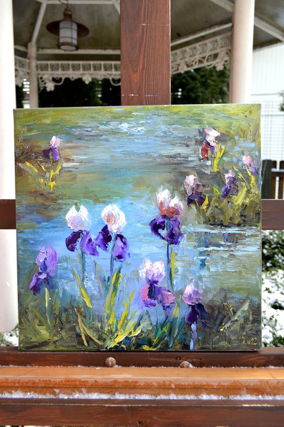 Pond with irises