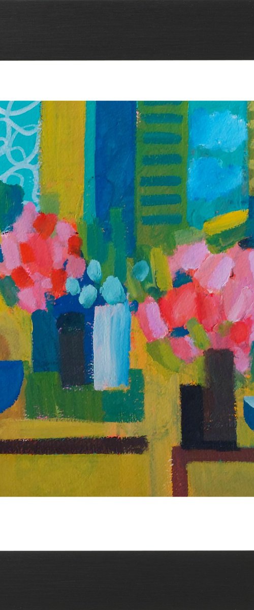 Two Vases of Pink Flowers by Jan Rippingham