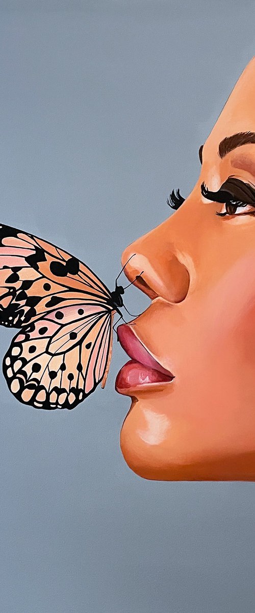 Woman with butterfly by Elina Zelena