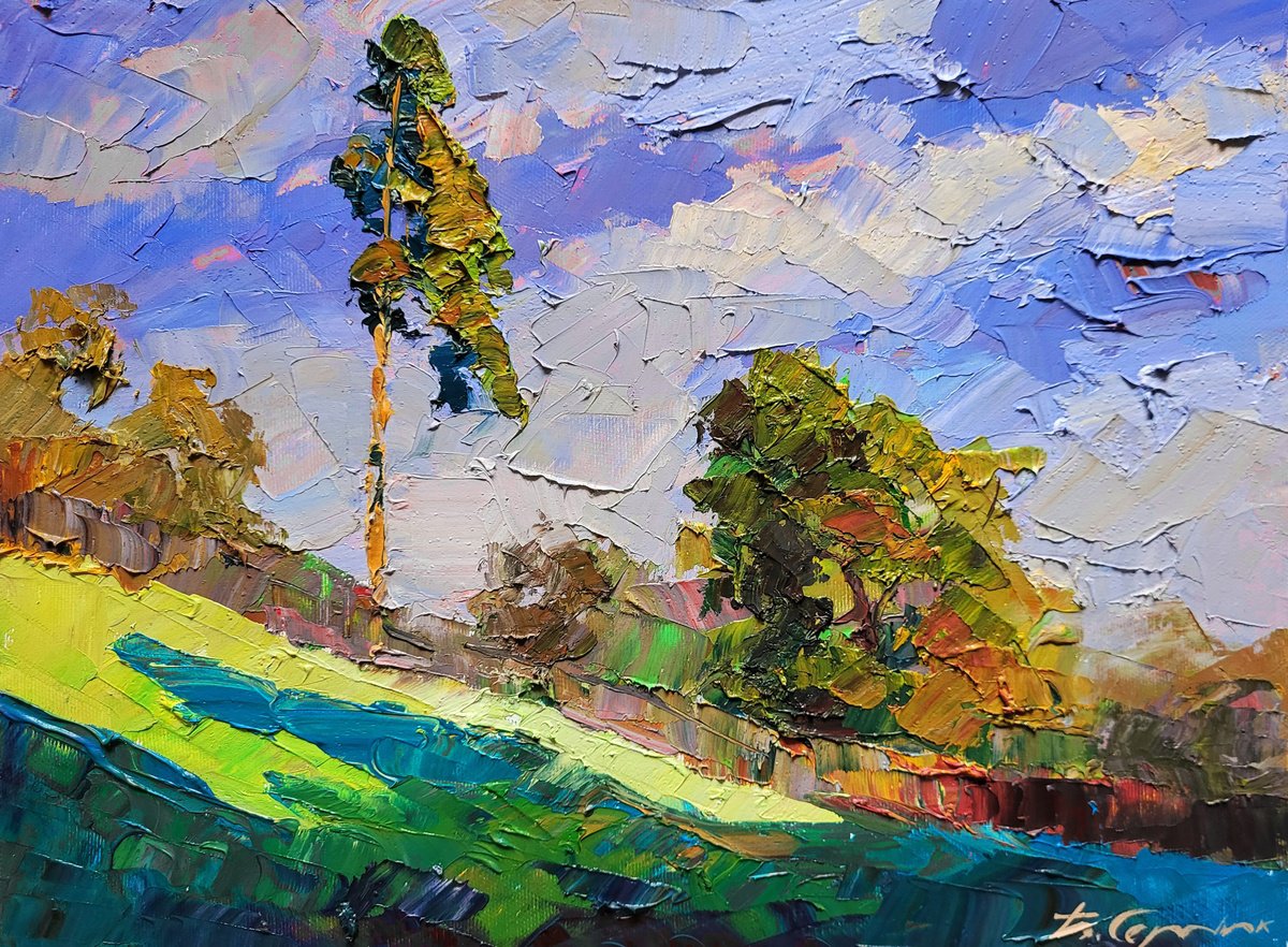 Impressionistic Landscape Oil Painting By Boris Serdyuk, 16 X 12, The Last Days Of Summer, Original Artwork