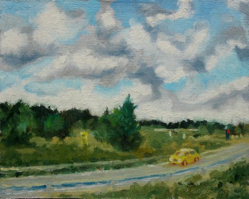 Landscape With The Yellow Car by Juri Semjonov