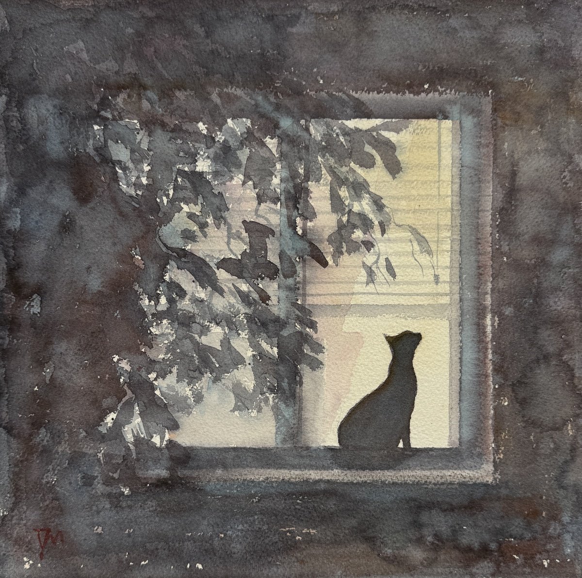 Impressionistic Animal Watercolour By Shelly Du, 12 X 12", Neighbour