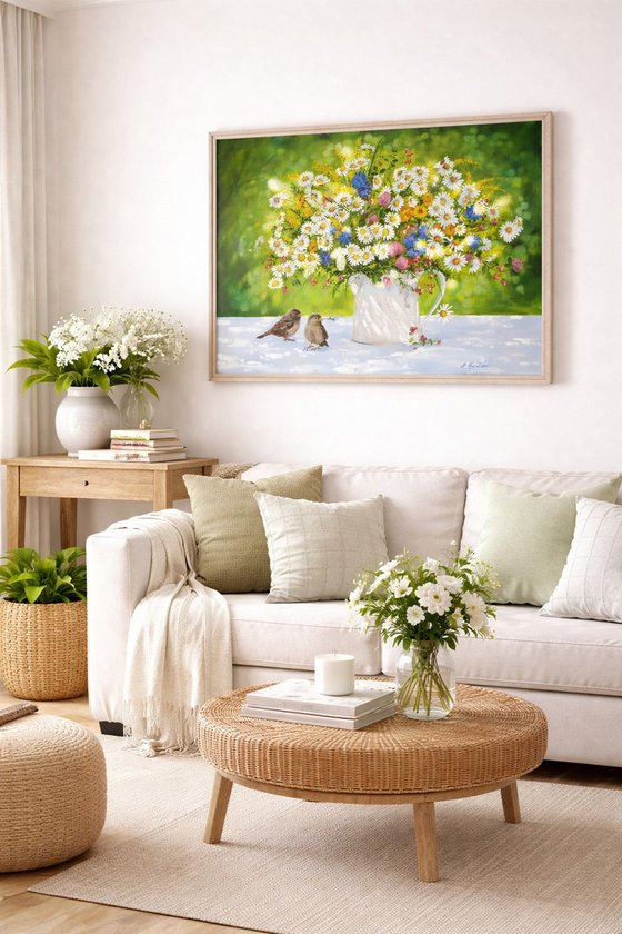 Summer Wildflowers with Birds