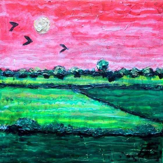 Strawberry Skies III (small 20 cm x 20 cm)