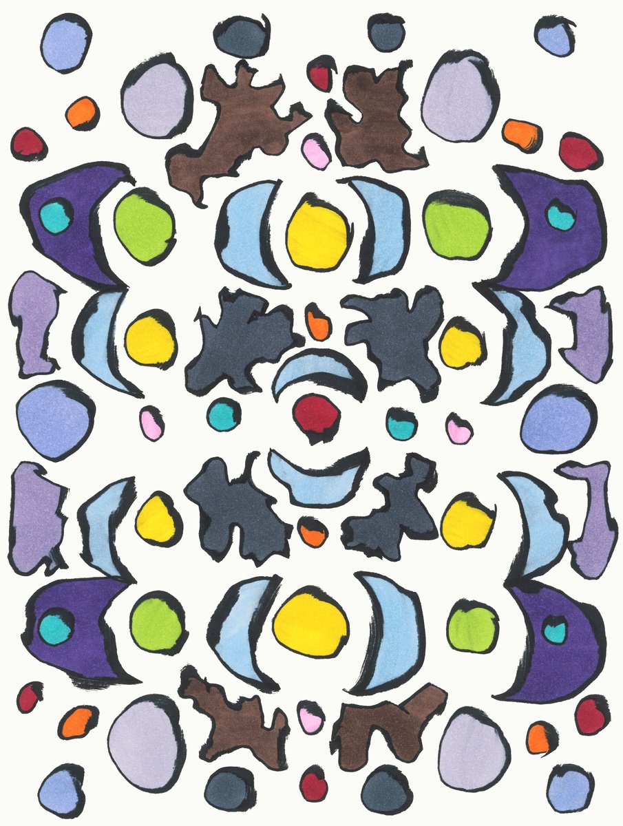 Graphic Abstract Ink Drawing By Sofi Ginger, 8 X 11", Reflections Of Light, Original Artwork