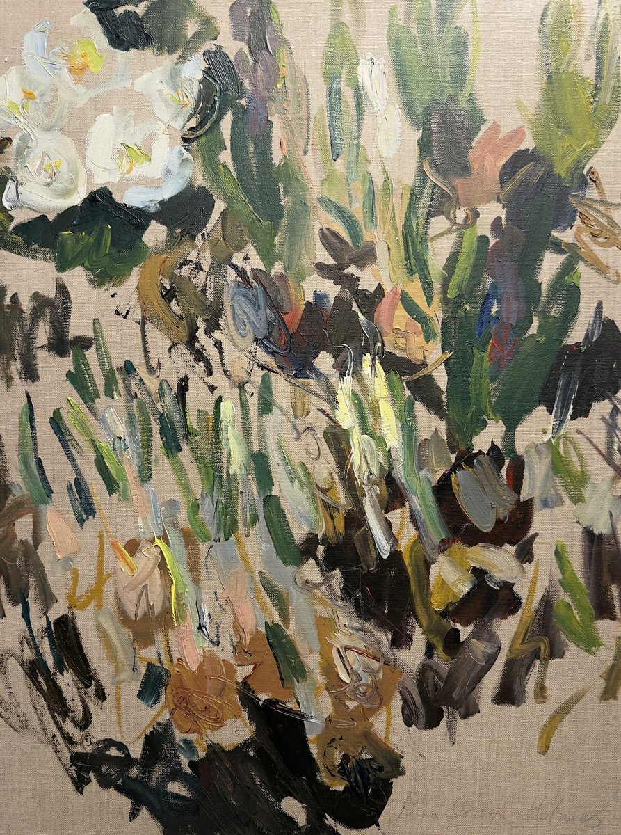 Expressive Oil Painting , Planting Primroses By Lilia Orlova-Holmes, 18 X 24, Artwork For Sale On Artfinder