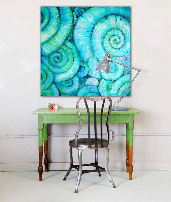 Ammonoidea   ( Ammonites textured fossil artwork, ready to hang)