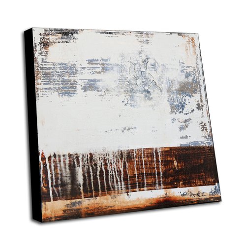 BROKEN TEXTURE - 60 X 60 CMS - ABSTRACT PAINTING TEXTURED * OFF-WHITE *  BROWN by Inez Froehlich