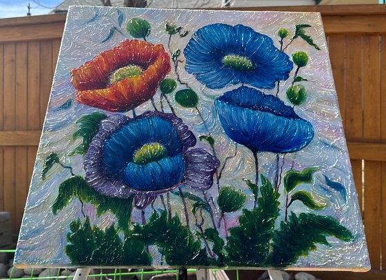 Poppy Dream in Blue and Red