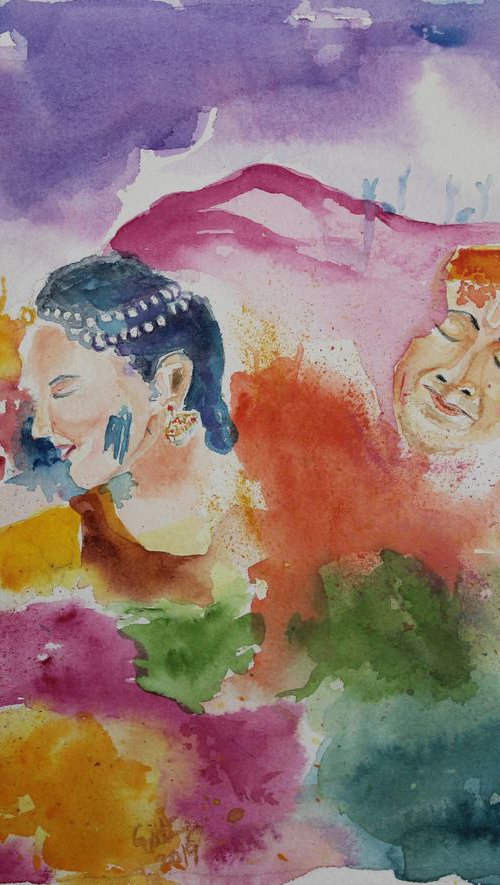 Holi with Radha Krishna by Geeta Yerra