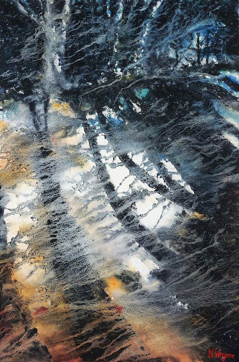 Impressionistic Abstract Watercolour By Neil Wrynne, 15 X 22", Half Hidden, Original Artwork