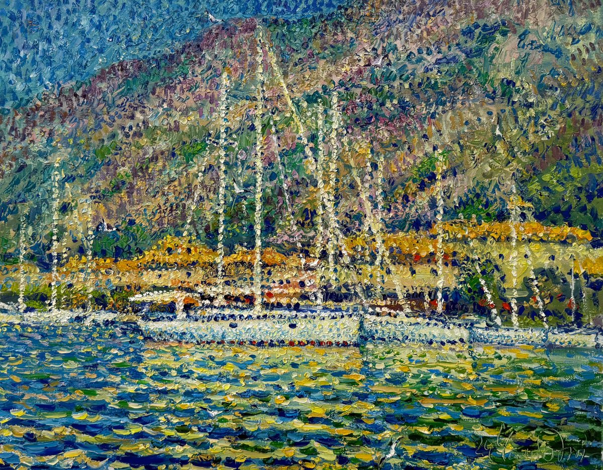 Impressionistic Landscape Oil Painting By Andrii Chebotaru, 28 X 22, The Gold Of The Adriatic, Original Artwork