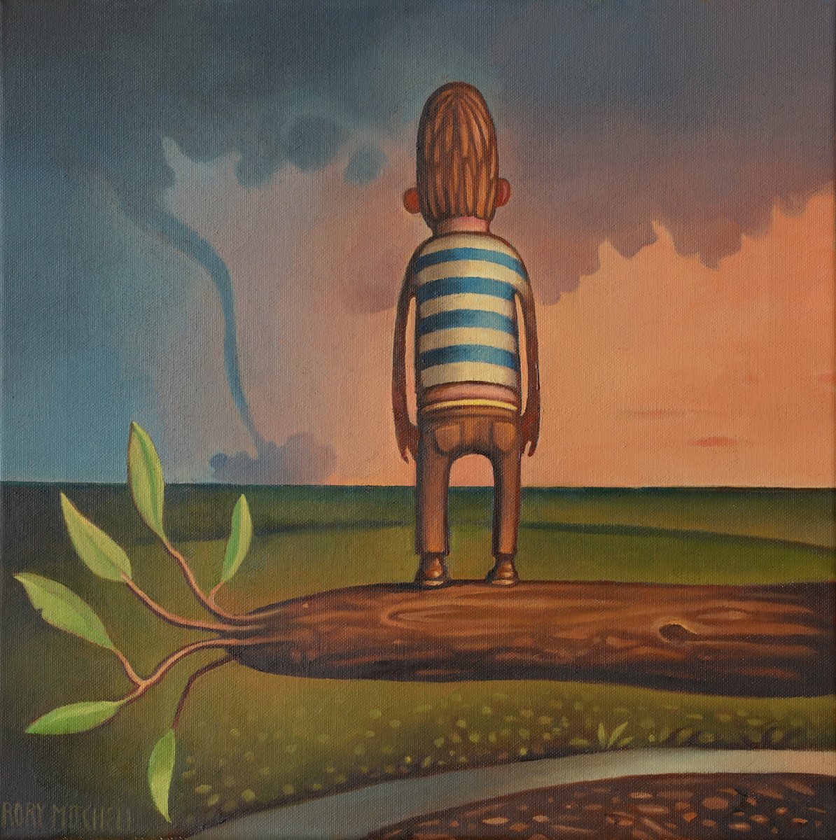 Naive Oil Painting , Wobbly Air By Rory Mitchell, 16 X 16, Artwork For Sale On Artfinder