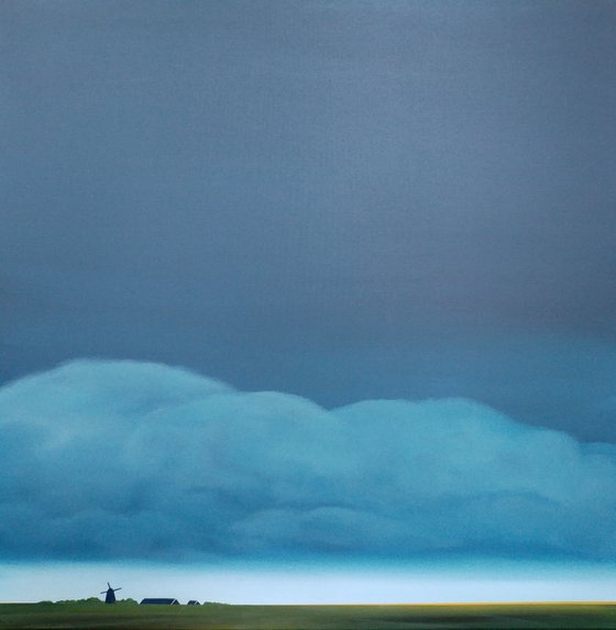 A windmill and a farm, polder in Zeeland.