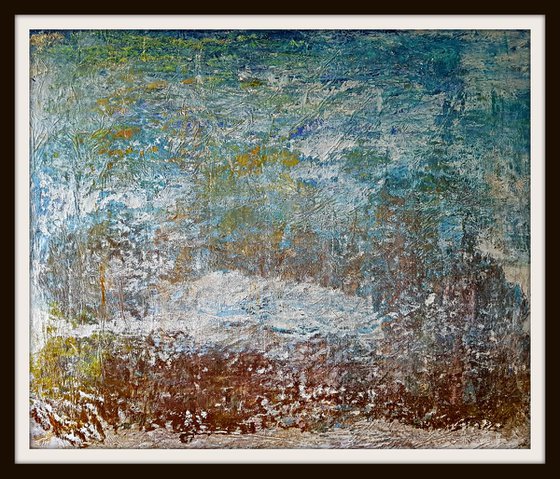 Senza Titolo 184 - abstract landscape - ready to hang - 113 x 93 x 3 cm - acrylic painting on stretched canvas