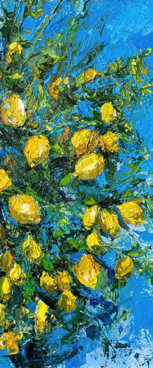 Lemon Tree Impasto Oil Art by Mily Art