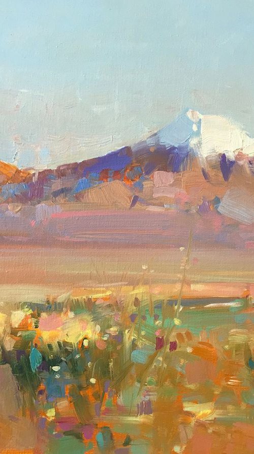 Ararat Mountain, Landscape Original oil painting, Handmade artwork, One of a kind by Vahe Yeremyan