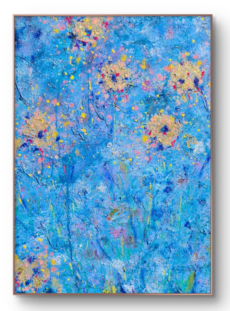 Organic Abstract Painting By Marian Gorin, 20 X 28", Celestial Bloom Vi, Original Artwork