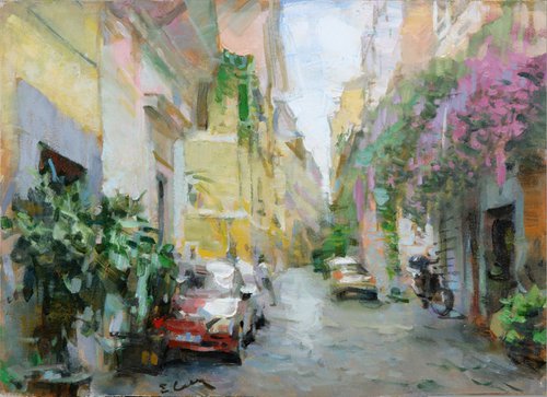Oil Painting "Quiet street"  ready to hang by Eugene Segal