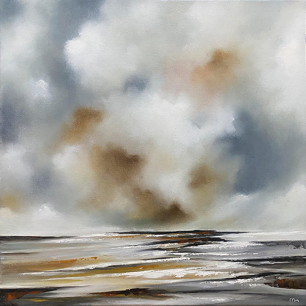 Abstract Landscape Oil Painting By Mullo Art, 18 X 18", Winds Of Time, Original Artwork