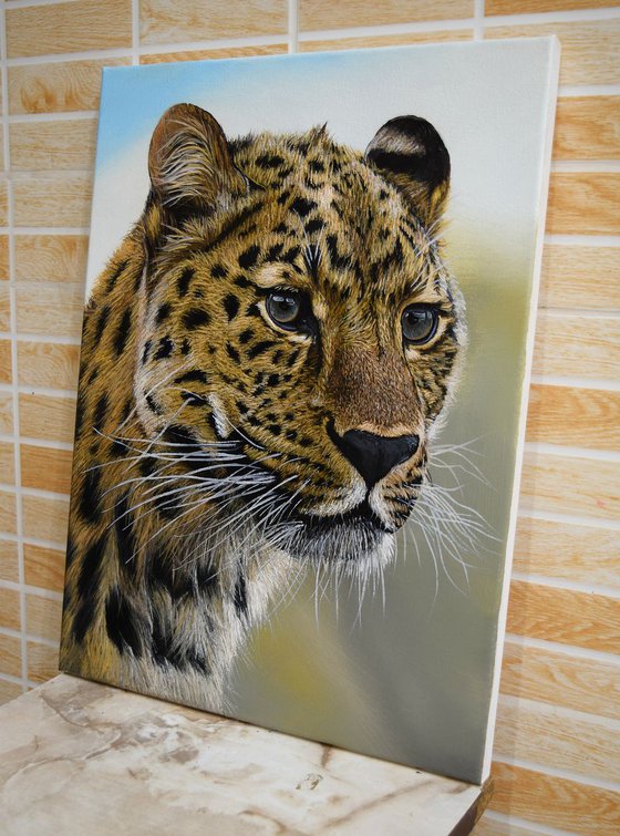 "Leopard" 40 X 30 cm(Ready to Hang)