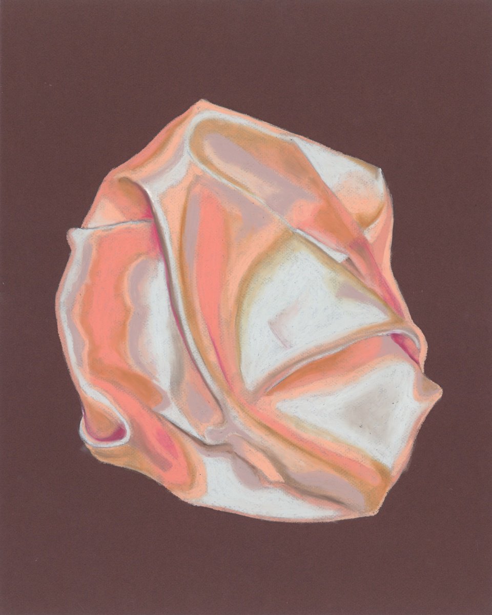 Organic Pastel Drawing , Satin Coral On Crimson By Kristine Facchetti, 16 X 20, Artwork For Sale On Artfinder