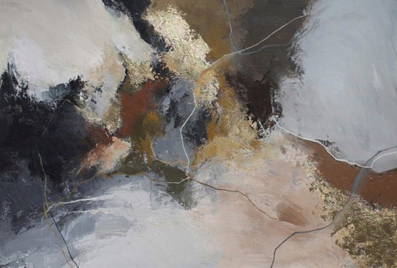 "Savage 2" Gray brown gold abstract art