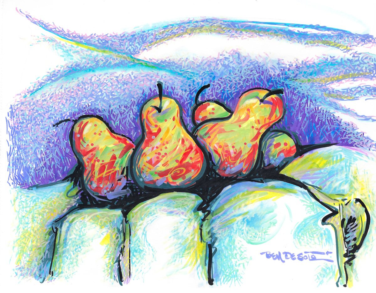 Still Life Painting By Ben De Soto, 12 X 9, Pears, Original Artwork