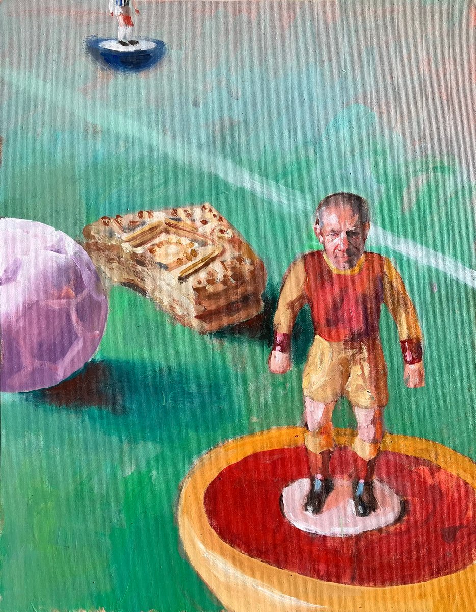 Photorealistic Portrait Oil Painting By John Welsh, 14 X 18, Half Man, Self Portrait, Original Artwork