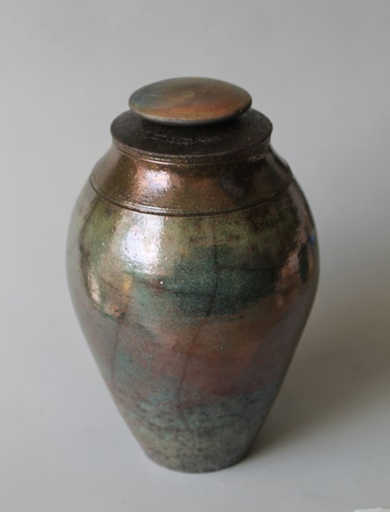 Raku Vessel with Lid