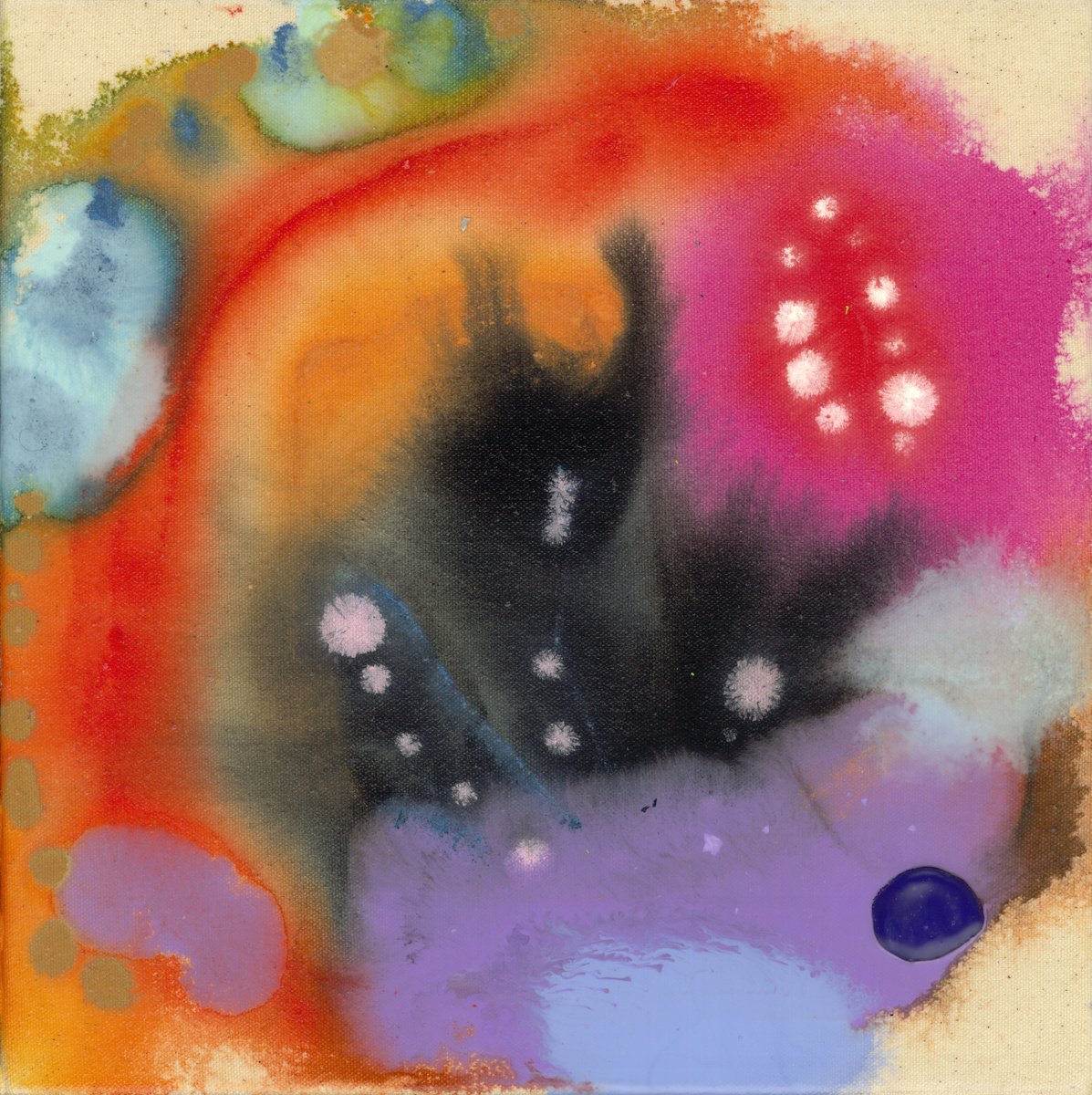 Abstract Acrylic Painting By Claire Desjardins, 12 X 12, When Poppies Bloom, Original Artwork