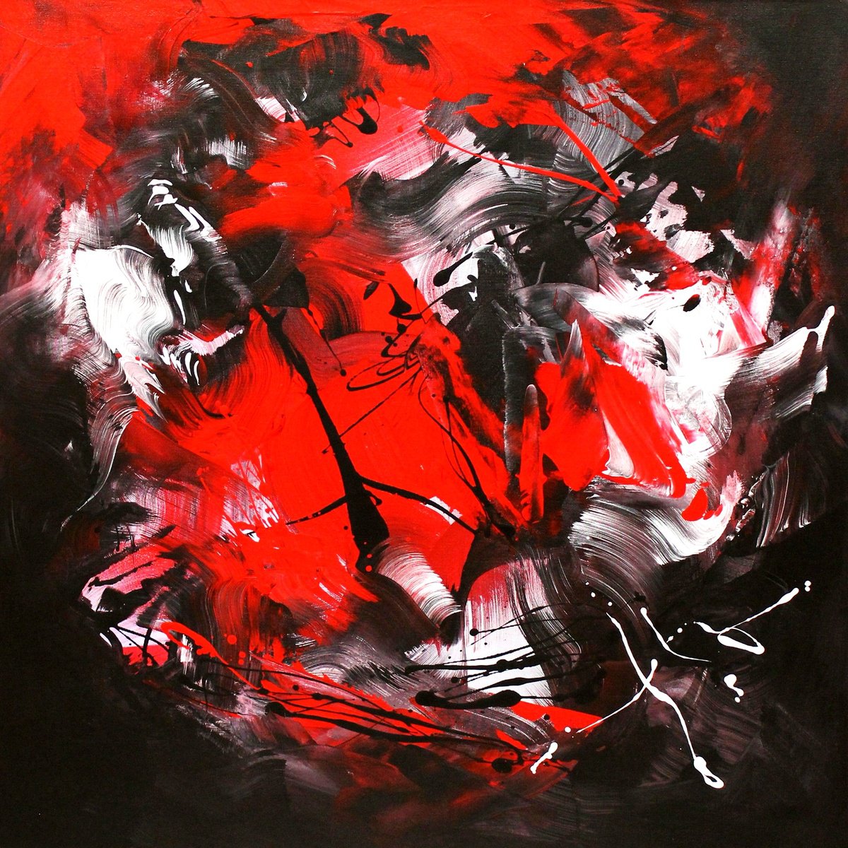 Expressive Abstract Acrylic Painting By Paresh Nrshinga Frsa, 37 X 37", When Love Takes Over Ii, Original Artwork