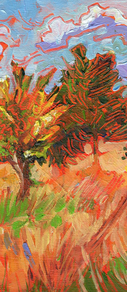 Late Summer Trees - Small Landscape by Mary Kemp