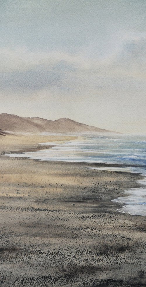Sea landscape - sand dunes by Olga Beliaeva Watercolour
