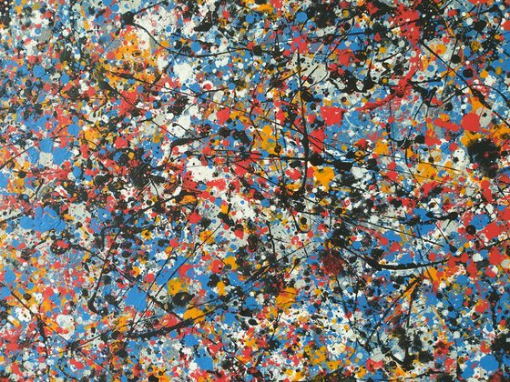 Abstract J. Pollock style acrylic on canvas by M.Y.