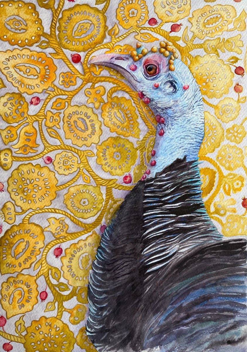 Photorealistic Animal Watercolour By Tetiana Savchenko, 12 X 17", Okellated Turkey, Original Artwork