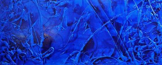 Sapphire Innuendo 240cm x 100cm Blue Textured Abstract Art