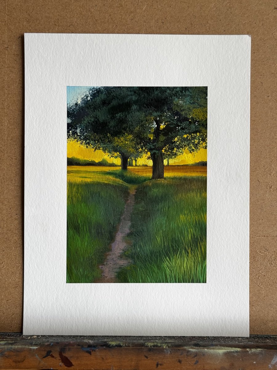 Impressionistic Landscape Oil Painting By Anastasia Parfilo, 9 X 13, Sunset Landscape, Original Artwork