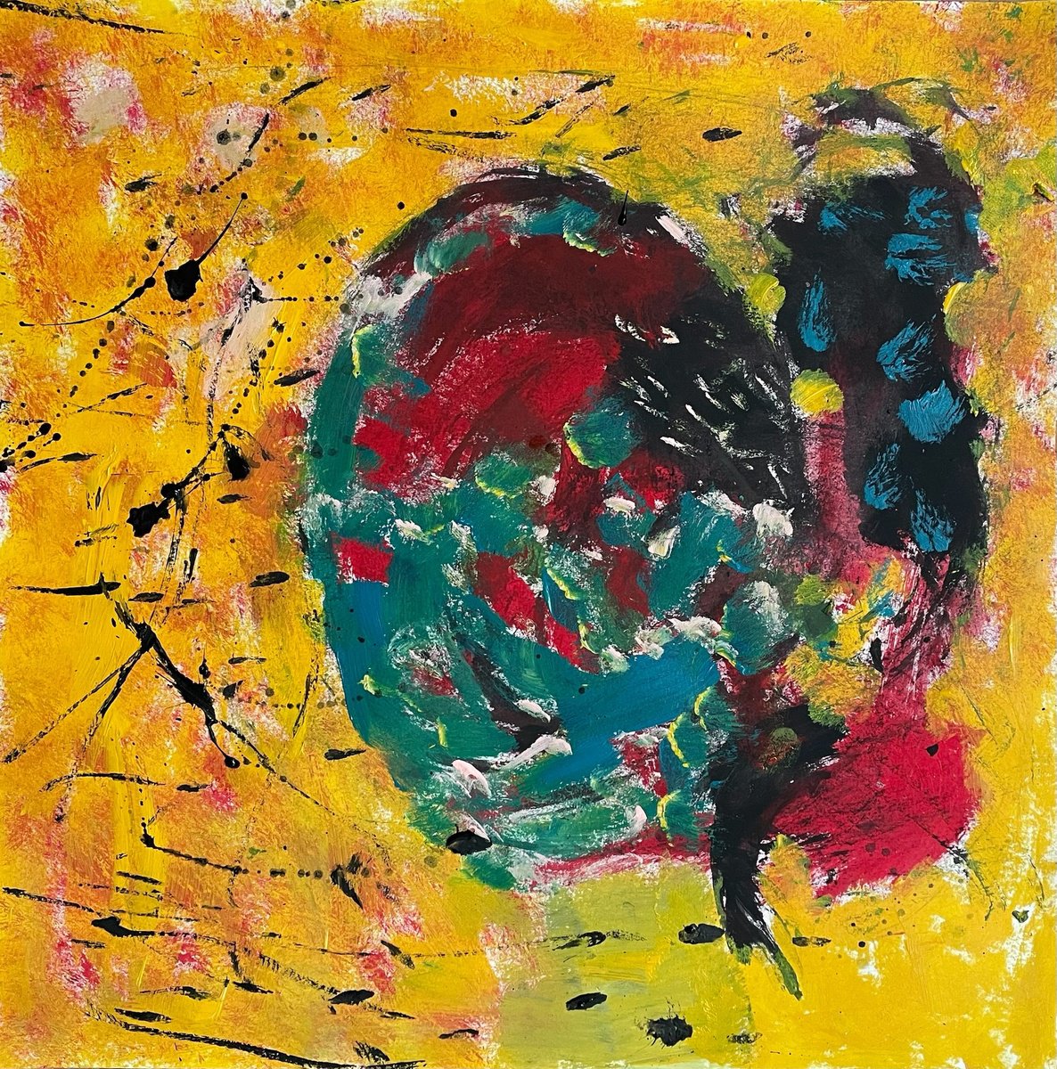 Organic Abstract Acrylic Painting By Christel Haag, 16 X 16, Amazing, Original Artwork