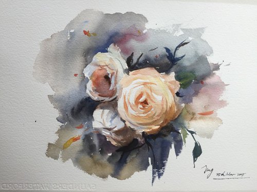 White roses by Jing Chen