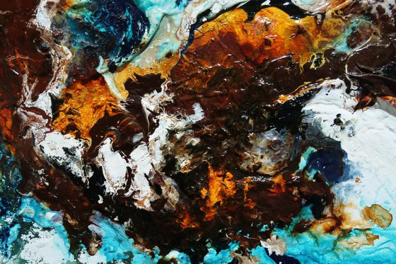 Southern Reef 270cm x 120cm Teal Orange Textured Abstract Art