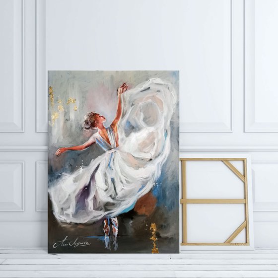 Ballerina oil painting, dancer art