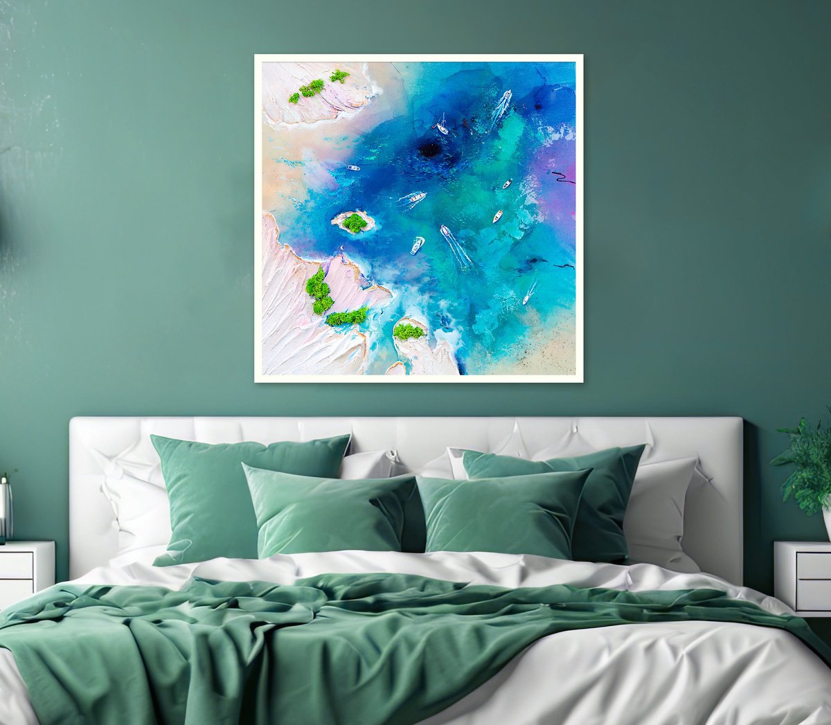 Abstract Landscape Painting By Milena Gaytandzhieva, 29 X 29", Mediterranean Charm 2, Original Artwork