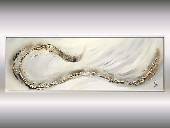 Golden Elegance - Abstract- Painting- Acrylic Canvas Art - Wall Art - Framed Art - White Gold Art - Modern Art