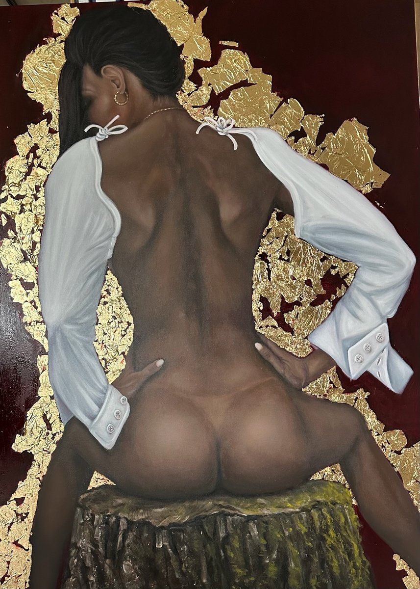 Expressive Portrait Oil Painting By Conny Roels, 39 X 55, Nature, Original Artwork