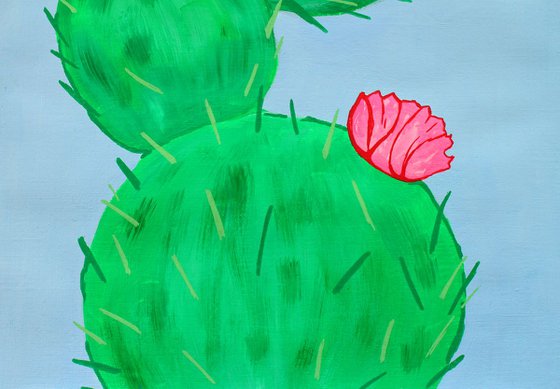 Cactus 1 Pop Art Painting On Unframed A3 Paper
