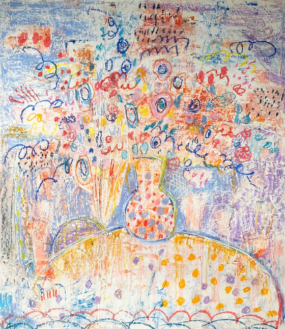 Cheerful still life with flower vase