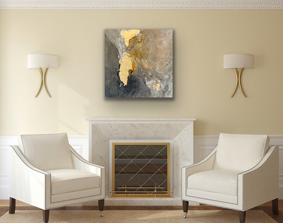 Paesaggio Poetico XXIV - Original painting - Black - Gold - Silver