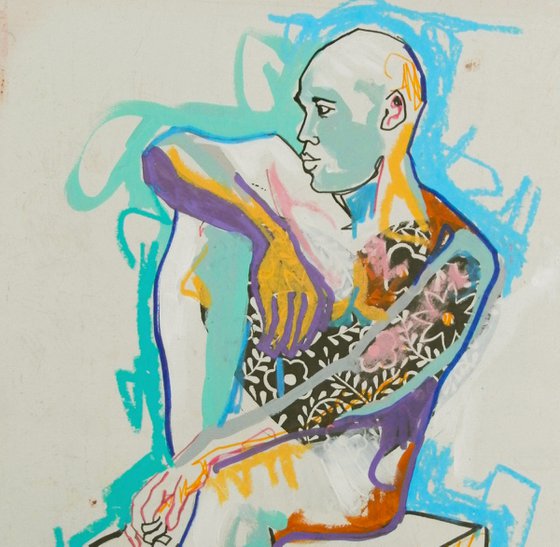 Male Nude Painting On Paper