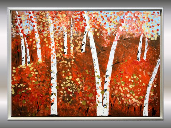 Birchwood - Abstract - Acrylic Painting - Canvas Art - Wall Art - Landscape - Framed Art - Free Shipping